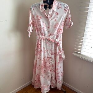 Calvin Klein Pink and White Wrap Sundress